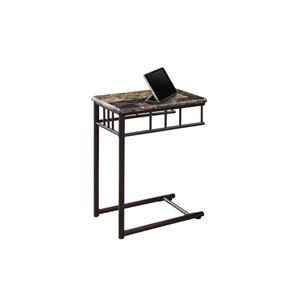 monarch metal snack table in cappuccino marble and bronze