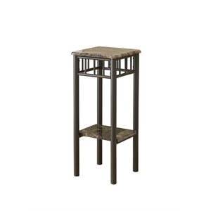 Accent Table Side End Square Living Room Bedroom Metal Brown Marble Look
