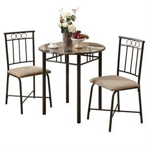 monarch 3 piece metal bistro set in cappuccino marble and bronze