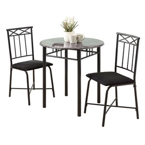 monarch 3 piece metal bistro set in grey marble and charcoal