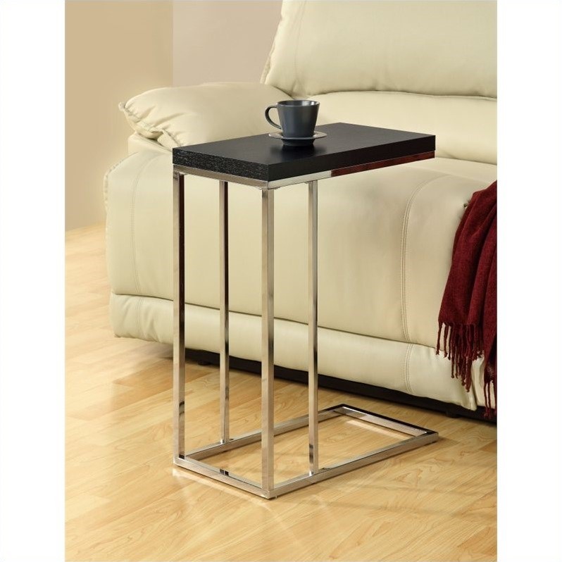 Monarch Hollow-Core Metal Accent Table in Chrome and Cappuccino