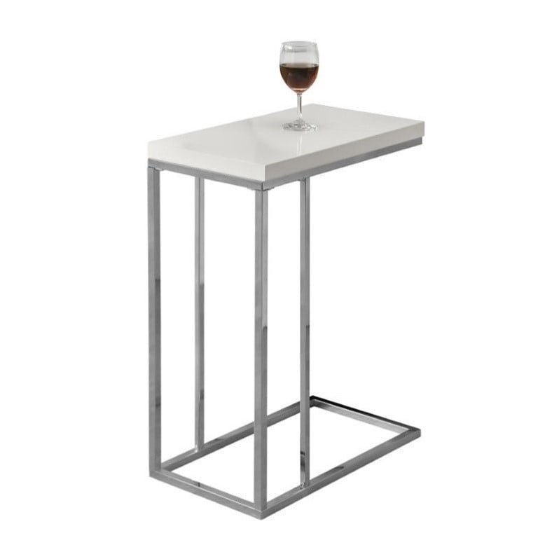 Monarch Hollow-Core Accent Table  in Glossy White and Chrome