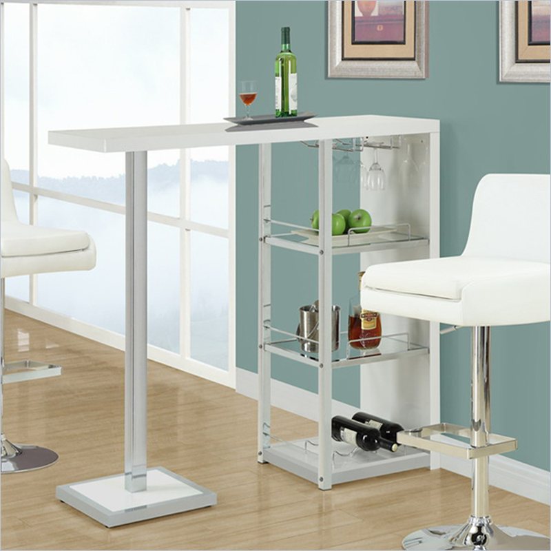 Bar Table in Glossy White and Chrome - I 2343