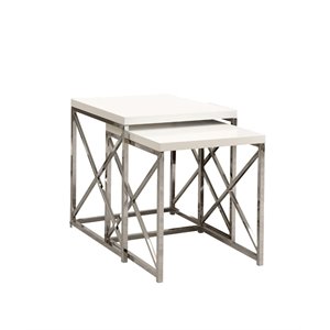 monarch 2 piece contemporary wood top nesting end table set