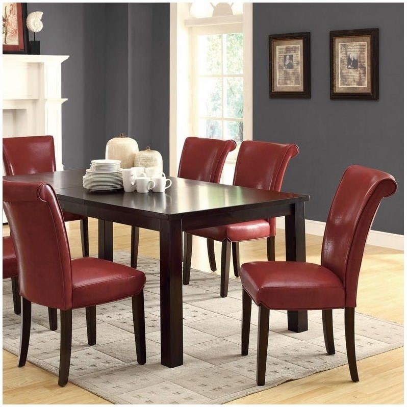 Faux Leather Dining Chair in Burgundy (Set of 2) I1667BY