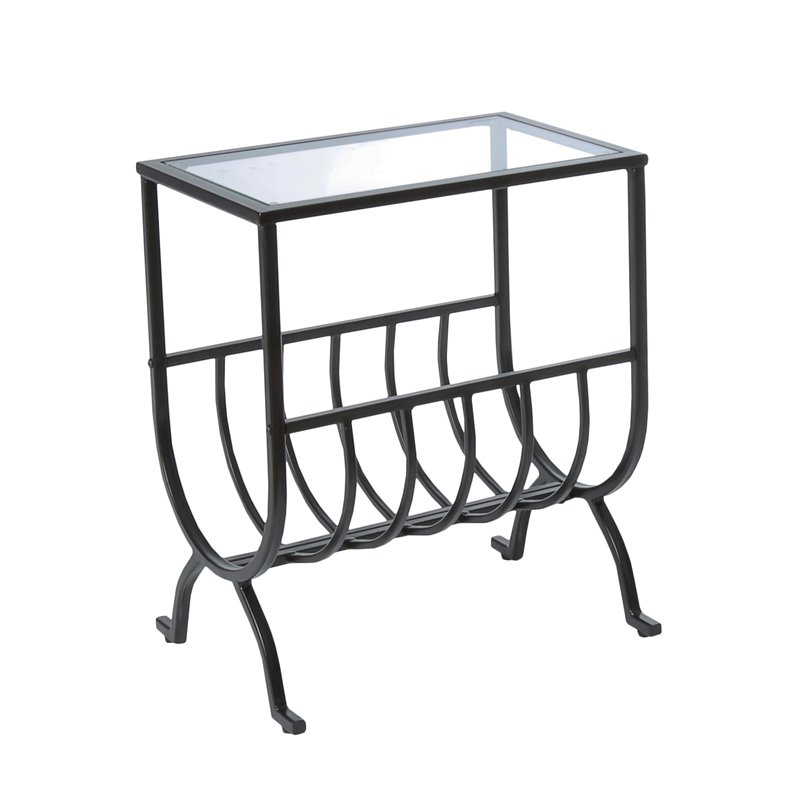 Monarch Stardust Metal Magazine Table in Brown with Tempered Glass