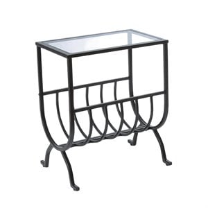 monarch stardust metal magazine table in brown with tempered glass
