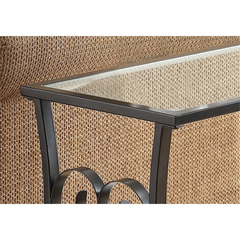 Monarch Specialties Metal Magazine Table with Tempered Glass Stardust Brown 