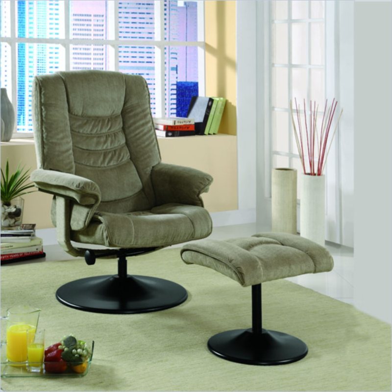 Metal Swivel Recliner with Ottoman in Beige I 7252