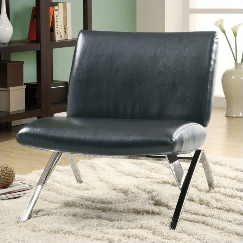 Modern Faux Leather Accent Chair In Black I 8073 Modern Faux Leather Accent Chair In Black