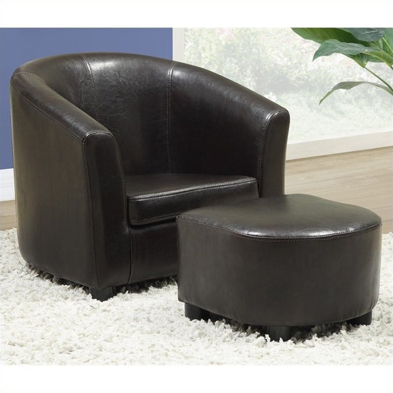 Monarch Kids Chair And Ottoman Set In, Toddler Faux Leather Chair