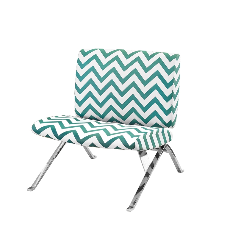 Accent Chair Armless Fabric Living Room Bedroom Fabric Green Chrome