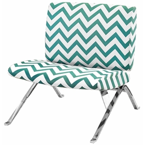 monarch chevron fabric accent chair with chrome metal in teal