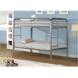 Monarch Heavy-Duty Metal Frame Twin Over Twin Bunk Bed in Silver