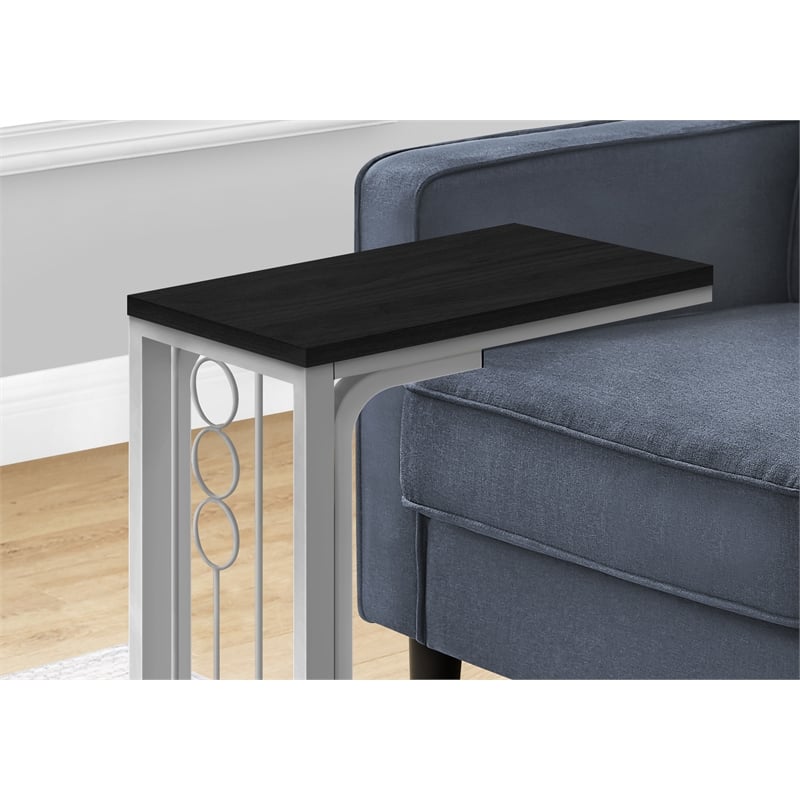 Accent Table C-shaped End Side Snack Living Room Bedroom Metal Black