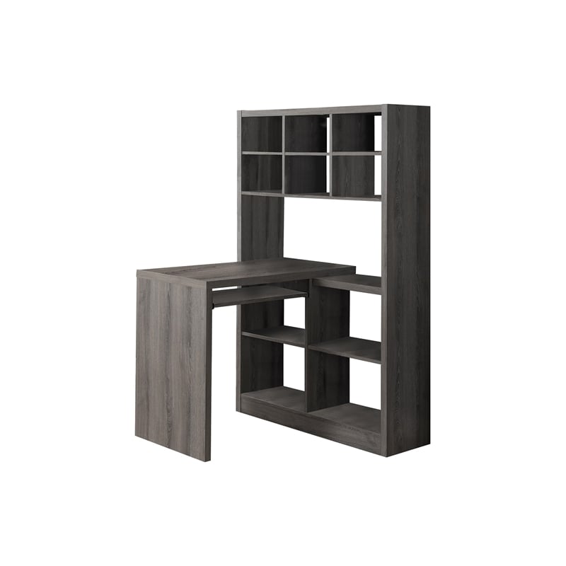 Computer Desk Bookcase Corner L Shape Work Laptop Laminate Brown