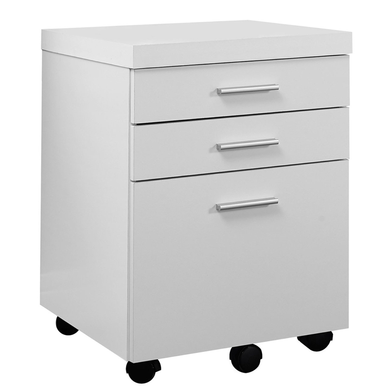 File Cabinet Rolling Mobile Printer Stand Office Work Laminate White