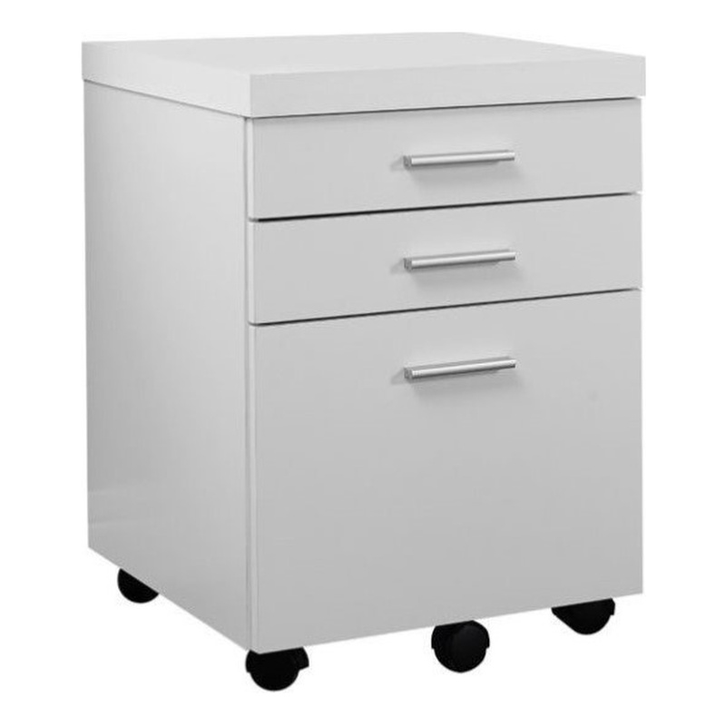 File Cabinet Rolling Mobile Printer Stand Office Work Laminate White