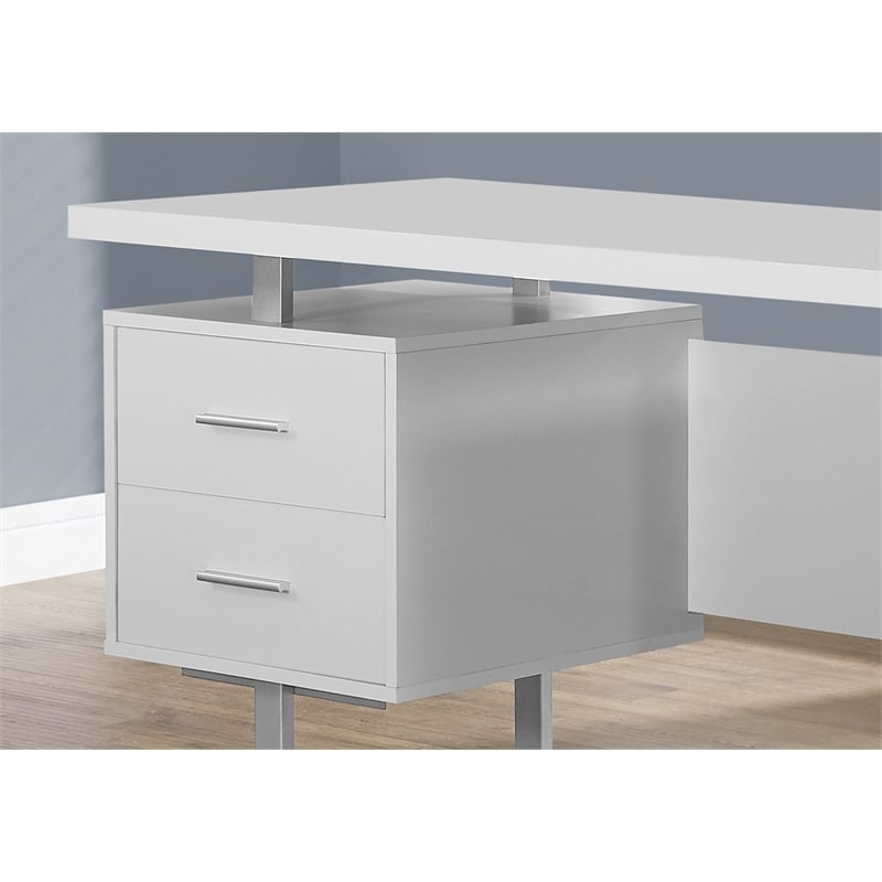 60 White Corner Desk with Storage by Monarch 