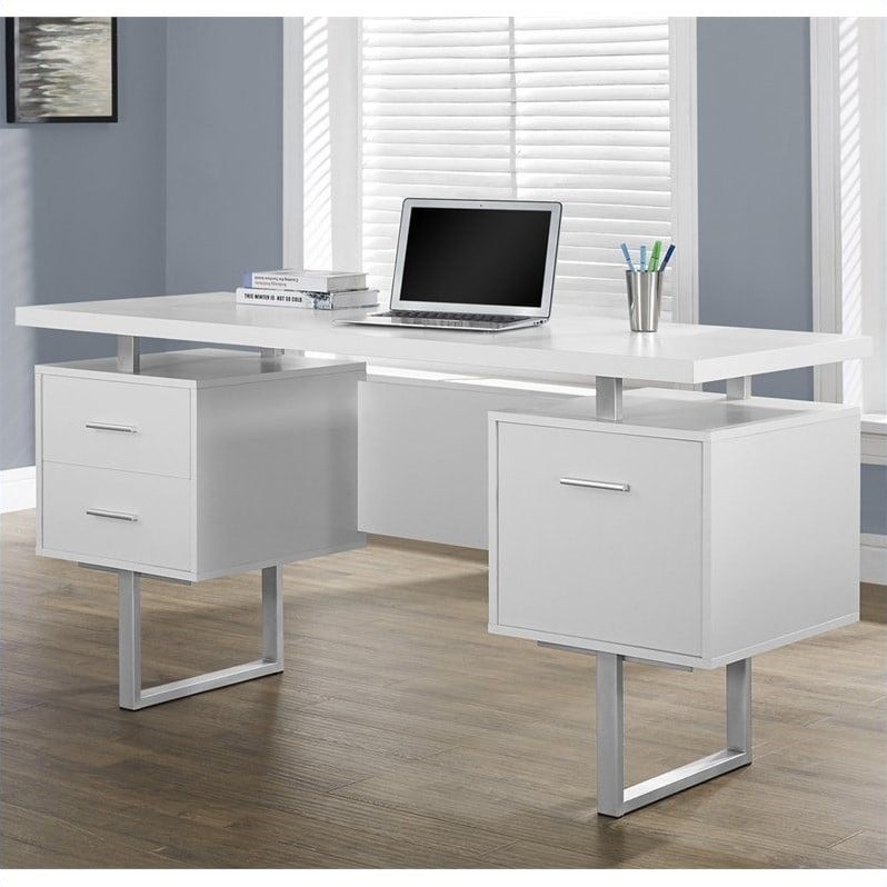 Modern Office Desk Monitor Executive Computer Storage Drawers