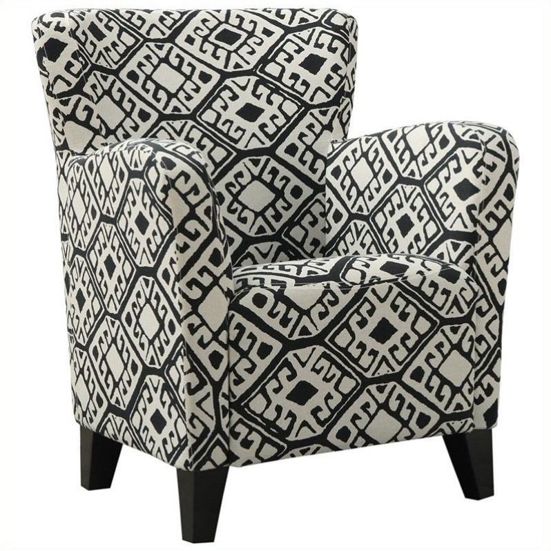Fabric Club Chair in Black Geometric Pattern I 8079