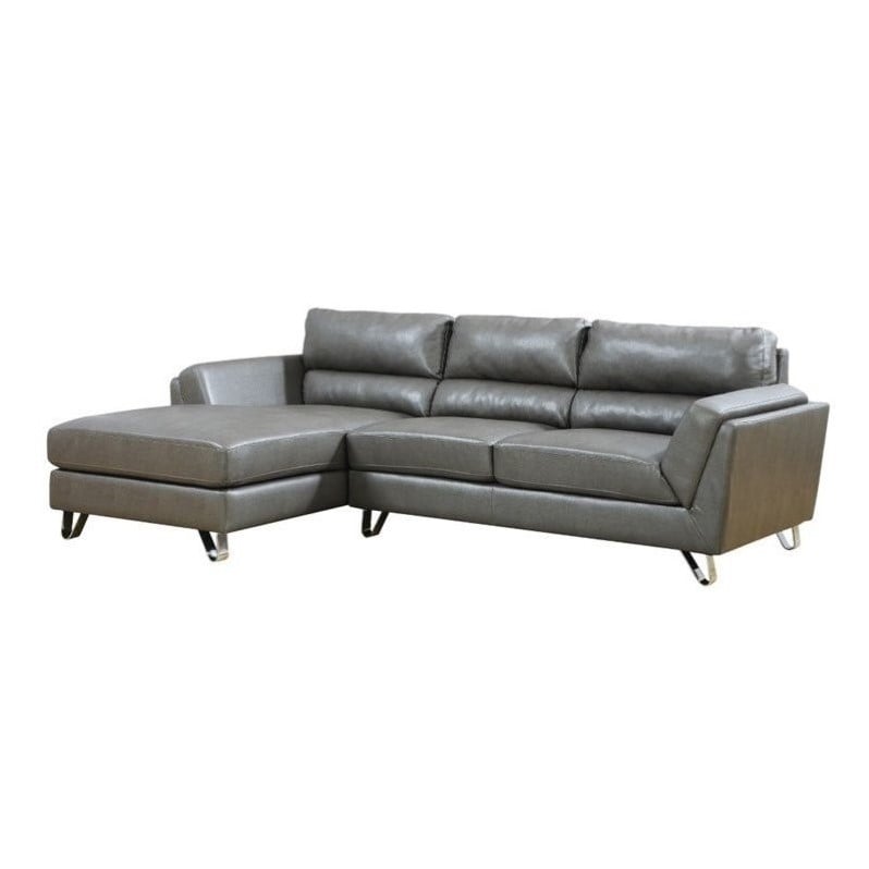 Leather Sofa Lounger in Charcoal Gray with Padded Seat  I8210GY