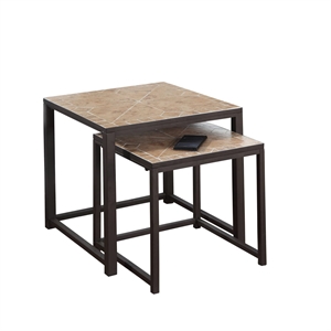 Nesting Table Set Of 2 Side End Metal Accent Bedroom Metal Brown