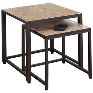 monarch 2 piece nesting tables in hammered brown with terracotta tile tops