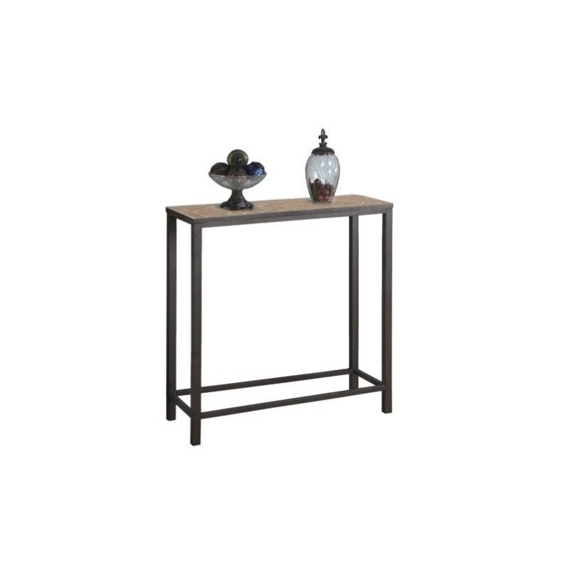 Sofa Console Table in Hammered Brown with Terracotta Tile Top I 3162