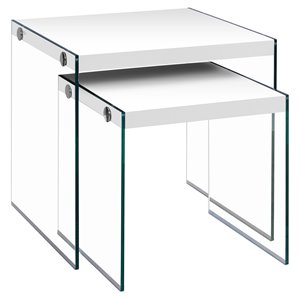 mer-720 2 piece glass nesting table set
