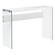Accent Table Console Narrow Sofa Bedroom Tempered Glass Glossy White