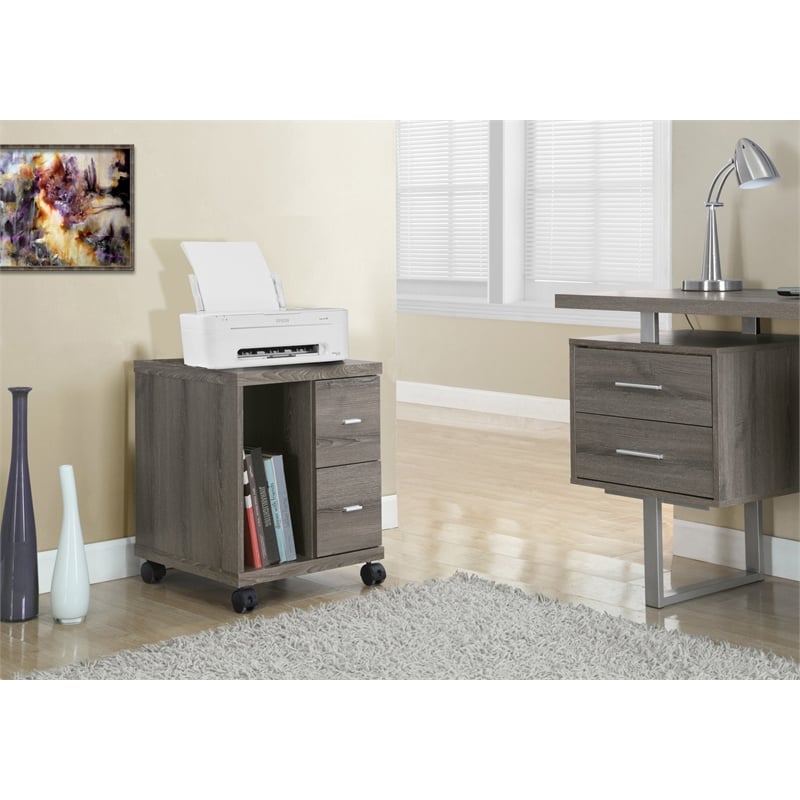 Office File Cabinet Printer Cart Mobile Storage Work Laminate Brown