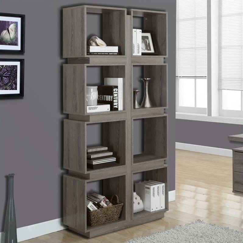 Monarch 71" Hollow Core Bookcase in Dark Taupe   I 7078