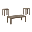 Table Set 3pcs Set Coffee End Side Accent Living Room Laminate Brown