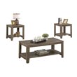 3 Piece Coffee Table Set with Bottom Shelves in Dark Taupe - I 7914P