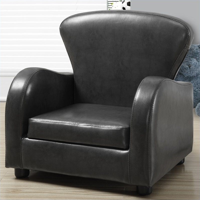 Monarch Kids Club Chair in Charcoal Gray Faux Leather - I 8141