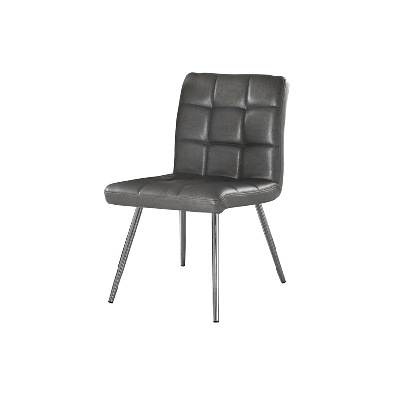 Dining Chair Set Of 2 Side Upholstered Kitchen Pu Leather Look Gray