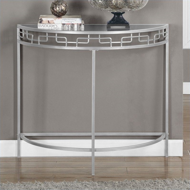 Console Accent Table in Silver with Metal Base I 2110
