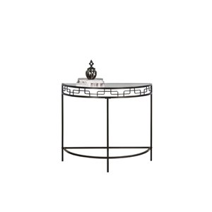 Console Accent Table in Chocolate Brown with Metal Base