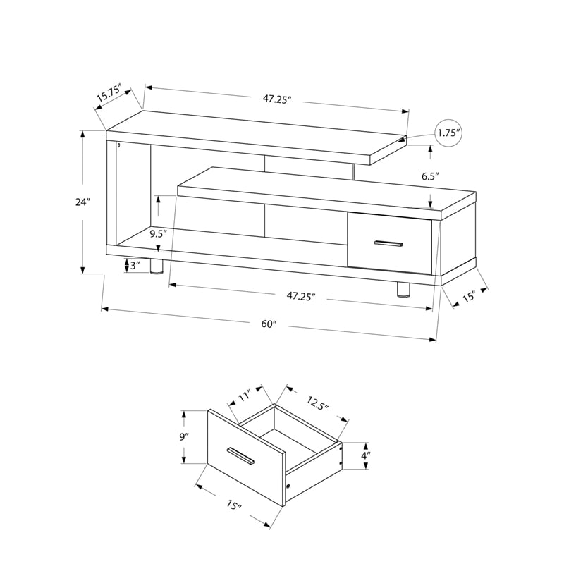 Tv Stand 60 Inch Console Living Room Bedroom Laminate White
