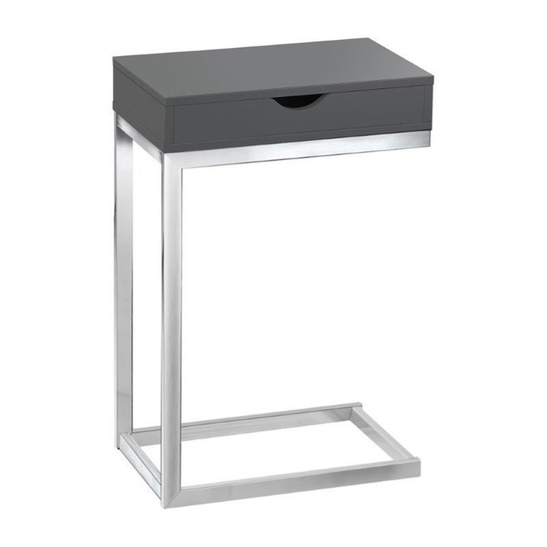 Monarch HollowCore Accent Table in Glossy Gray with Drawer I 3032