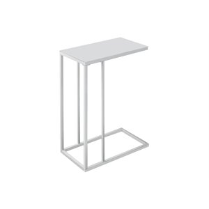 monarch accent table in white with frosted tempered glass