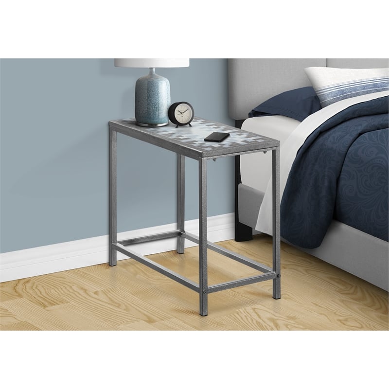 Accent Table Side End Nightstand Lamp Living Room Bedroom Metal Blue