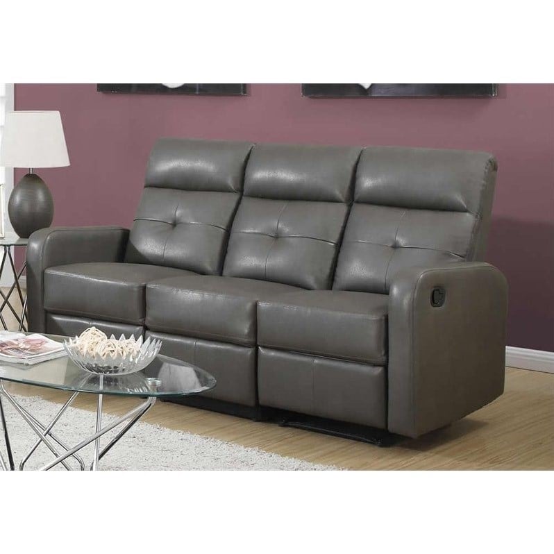 Leather Sofa in Charcoal Grey - I85GY-3