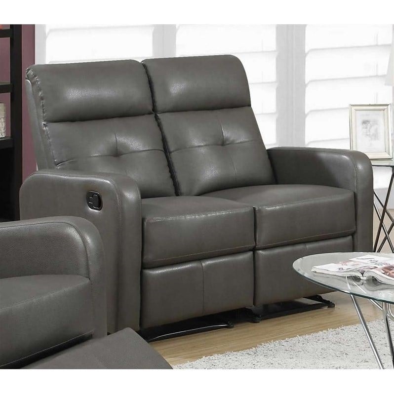 Leather Loveseat in Charcoal Grey I85GY2