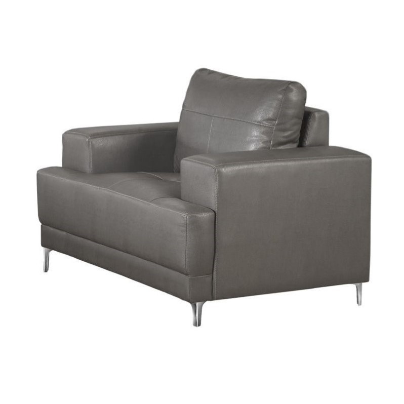 Leather Accent Chair in Charcoal Gray I8601GY