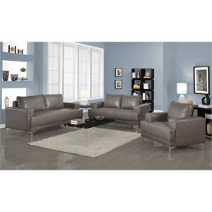 3 Piece Leather Sofa Set in Charcoal Gray