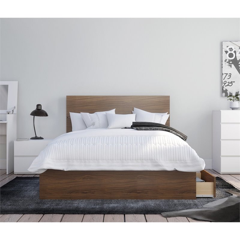 Hera 3 Piece Full Size Bedroom Set Walnut White 589 23