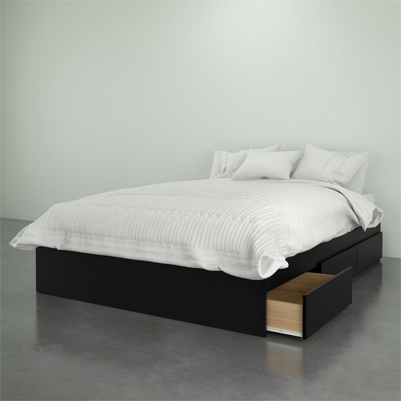 Nexera 375406 Avenue Full Size Bed 3, Twin Size Bed Frame With Storage Black