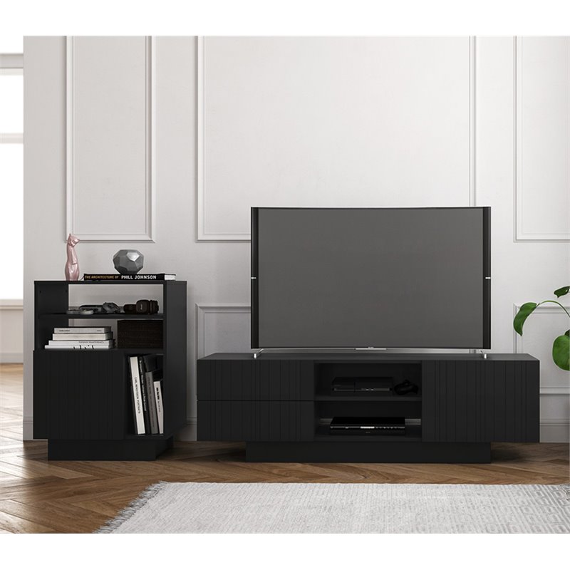 Nexera Galleri 60 Tv Stand With Audio Cabinet In Black 402176